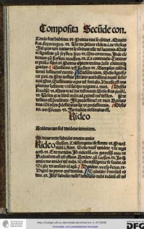 Rideo, lachen, transsumptive dicitur florere ut Pratum ridet id est floret, secundo dicitur deridere...