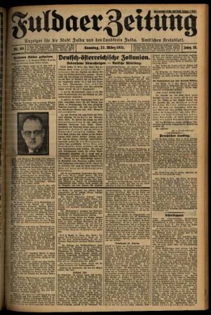Erste Ausgabe vom Sonntag, den 22. März 1931.