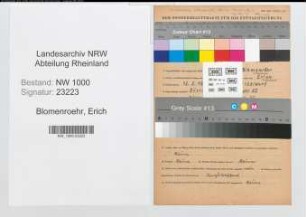 Entnazifizierung Erich Blomenroehr, geb. 12.02.1920 (Techn.Angest.)