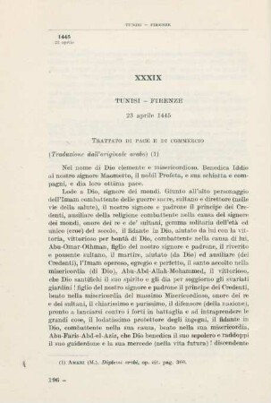 XXXIX Tunisi - Firenze 23 aprile 1445