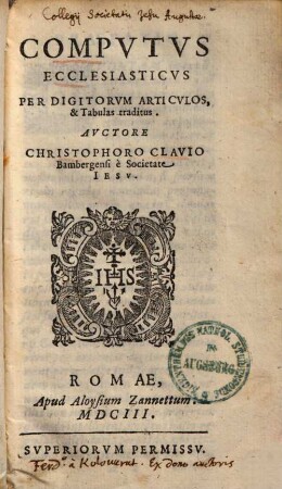 Computus ecclesiasticus : per digitorum articulos & tabulas traditus