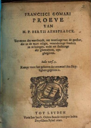 Proeve van M. P. Bertii aenspraeck