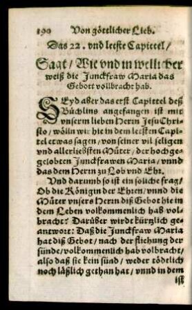Das 22. und letste Capittel ...