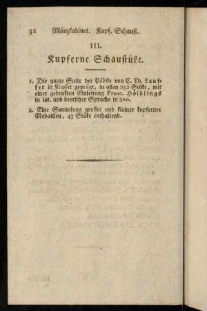 32, III. Kupferne Schaustüke.