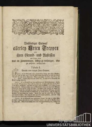 Tabula I. Bericht von einigen Frey-Treppen.