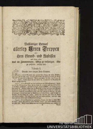 Tabula I. Bericht von einigen Frey-Treppen.