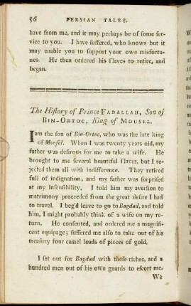 The History of Prince Fadallah, Son of Bin-Ortoc, King of Mousel.