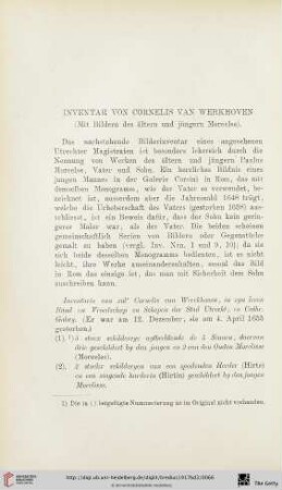 Inventar von Cornelis van Werkhoven