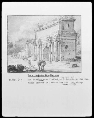 Triumphbogen des Septimius Severus im Zustand vor der Ausgrabung