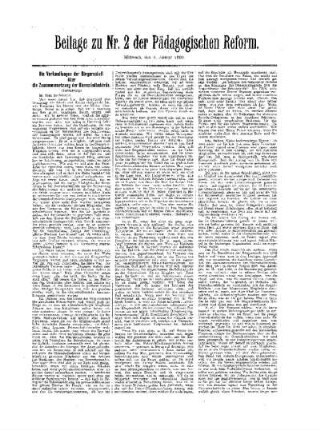Die Verhandlungen der Bürgerschaft über die Zusammensetzung der Oberschulbehörde : (Fortsetzung) ; Beilage zu Nr. 2 der Pädagogischen Reform