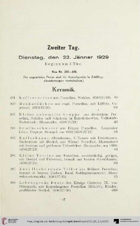 Zweiter Tag. Dienstag, den 22. Jänner 1929 (Nr. 201- 450)