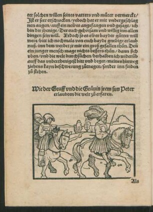 Wie der Graff und die Grävin irem sun Peter erlaubten die welt zu erfaren.