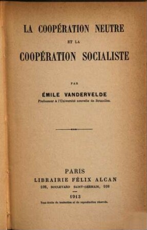 La coopération neutre et la coopération socialiste