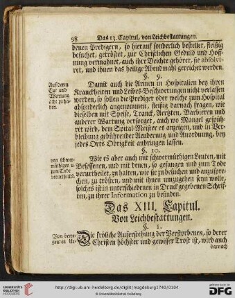 Das XIII. Capitul: Von Leichbestattungen