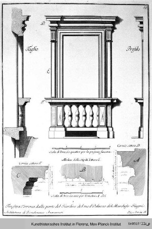 Fensterentwurf für die Gartenfassade des Palazzo Giugni in Florenz