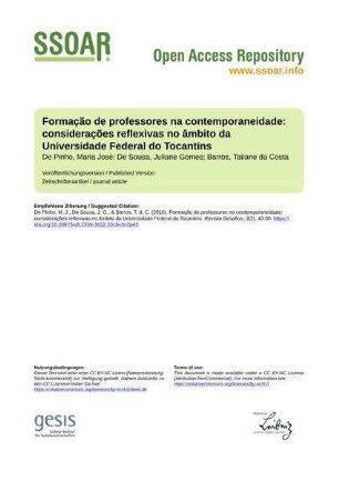 Formação de professores na contemporaneidade: considerações reflexivas no âmbito da Universidade Federal do Tocantins