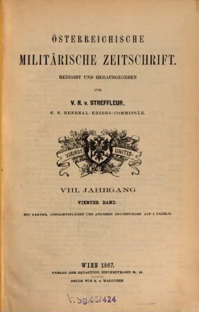 Österreichische militärische Zeitschrift. 1867, 4 = Jg. 8
