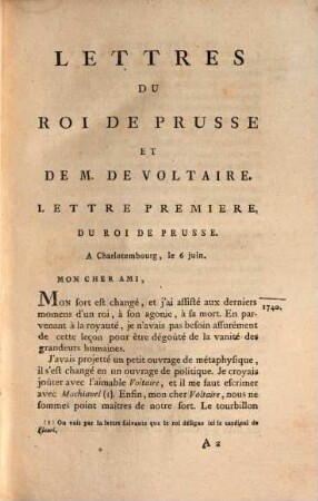 Oeuvres completes de Voltaire, 53. Lettres Du Prince Royal De Prusse Et De M. De Voltaire ; 2