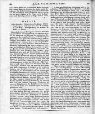 Venedey, J.: John Hampden. Flüchtlingslehrjahre und Amnestie. Belle-Vue bei Constanz: Verlags- & Sortiments-Buchhandlung zu Belle-Vue 1843
