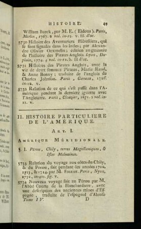 49-66, II. Histoire Particuliere De L'Amérique.