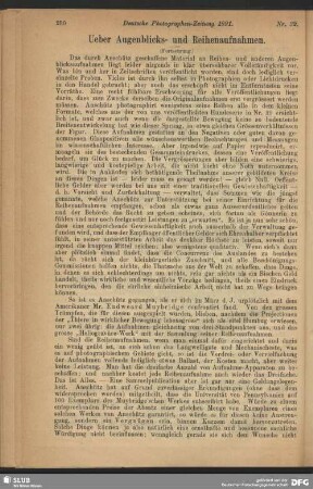 Ueber Augenblicks- und Reihenaufnahmen
