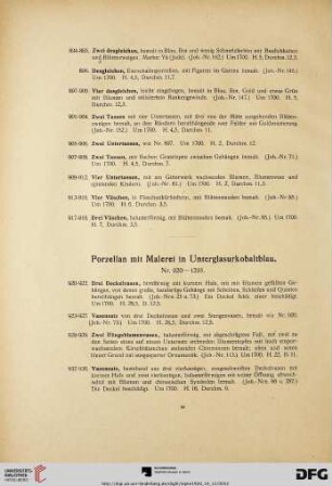 Porzellan mit Malerei in Unterglasurkobaltblau (Nr. 920-1295)