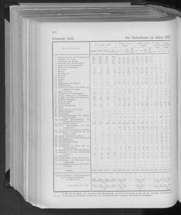 Uebersicht XXIX. Die Gestorbenen im Jahre 1891 nach Todesursachen und Altersklassen.