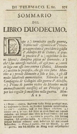 Sommario Del Libro Duodecimo.