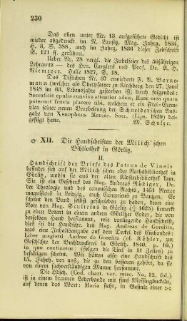 Die Handschriften der Milich'schen Bibliothek in Görlitz