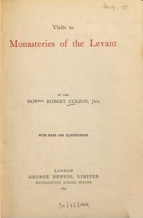 Visits to monasteries of the Levant