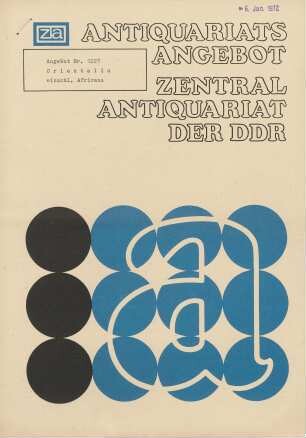 Nr. 1221: Orientalia einschl. Africana