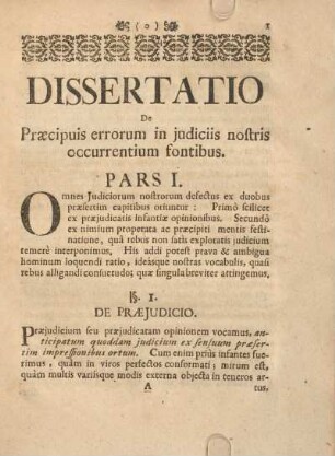 Dissertatio de præcipuis errorum in judiciis nostris occurrentium fontibus.