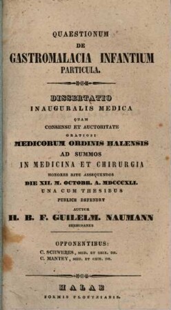 Quaestionum de gastromalacia infantium particula