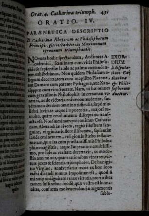 Oratio. IV. Parænetica Descriptio [...].
