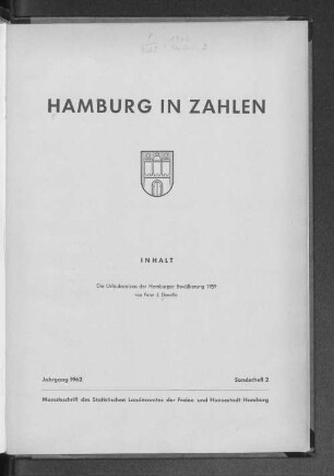 1962,2: Die Urlaubsreisen der Hamburger Bevölkerung 1959: 1962,2: Die Urlaubsreisen der Hamburger Bevölkerung 1959