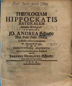 Theologiam Hippocratis Naturalem