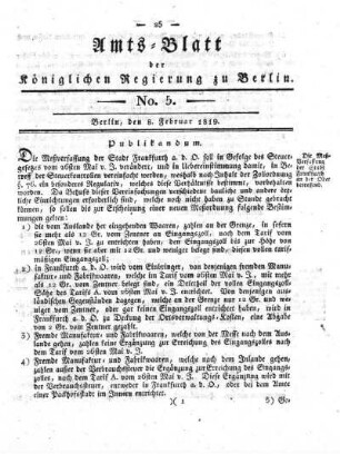 No. 5, 8. Februar 1819