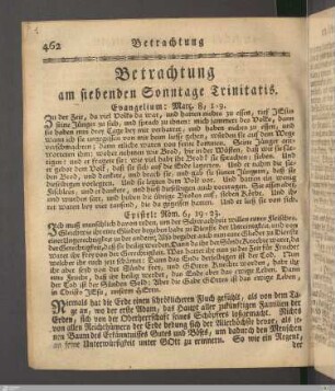 Betrachtung am siebenden Sonntage Trinitatis.