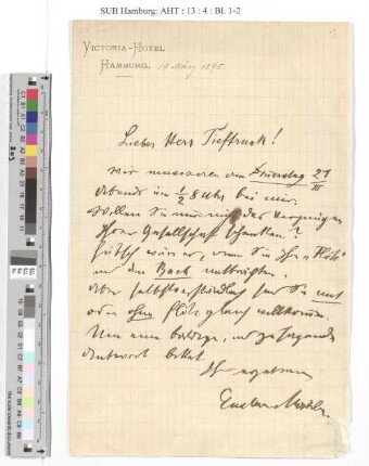 Brief an Wilhelm Tieftrunk