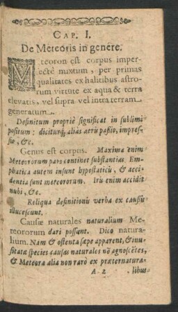 Cap. I. De Meteoris in genere.