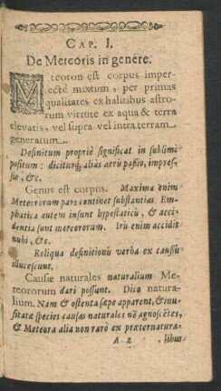 Cap. I. De Meteoris in genere.