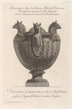 Vaso antico di marmo che si vede in Inghilterra presso il Signor Dalton (Antike Marmorvase aus der englischen Sammlung Dalton), aus der Folge "Vasi, Candelabri, Cippi, Sarcofagi"