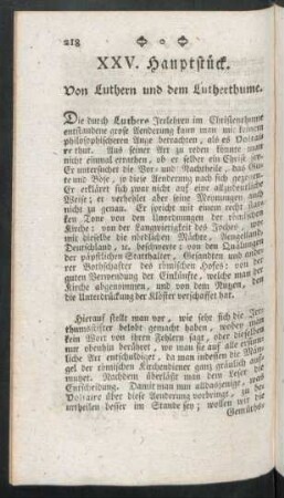 XXV. Hauptstück. Von Luthern und dem Lutherthume