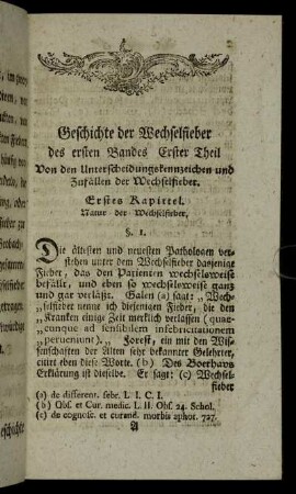 Erstes Kapittel. Natur der Wechselfieber.
