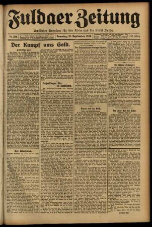 Erste Ausgabe vom Samstag, den 17. September 1921.