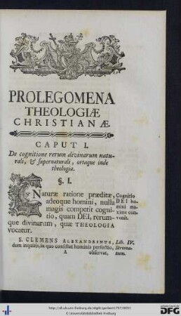 Prolegomena Theologiae Christianae.