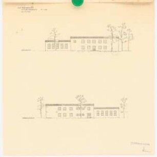 Feierabendhaus, Hitlerjugendheim: Rückansicht, Vorderansicht 1:200