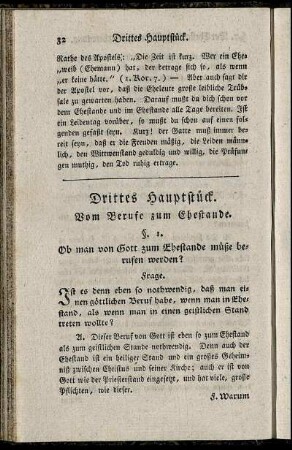 Drittes Hauptstück. Vom Berufe zum Ehestande.