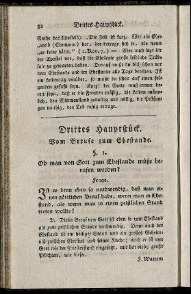 Drittes Hauptstück. Vom Berufe zum Ehestande.