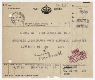 Telegramm an Otto Salomon (Peter Hunter)